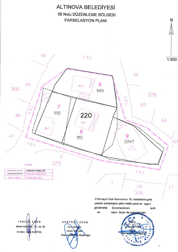 ÇAVUŞÇİFTLİĞİ KÖYÜ 56 NOLU PARSELASYON PLANI