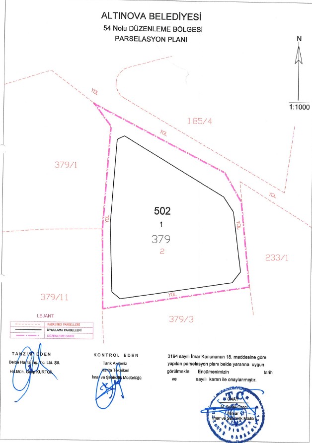 ÇAVUŞÇİFTLİĞİ KÖYÜ 54 NOLU PARSELASYON PLANI