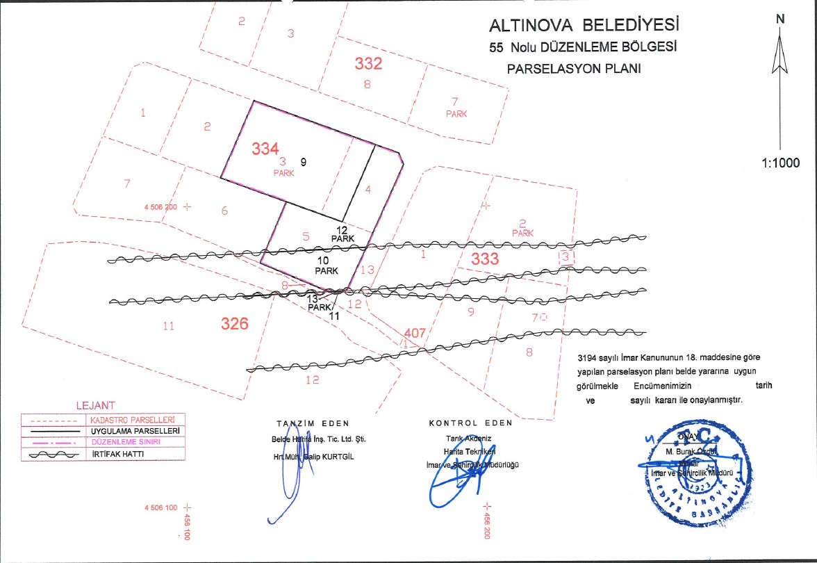 ÇAVUŞÇİFTLİĞİ KÖYÜ 55 NOLU PARSELASYON PLANI