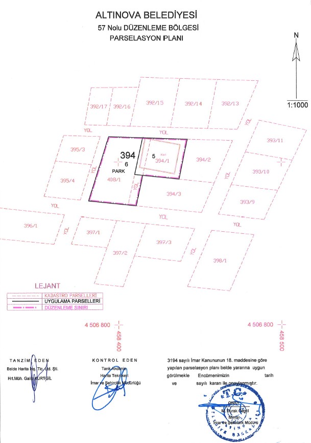 HÜRRİYET MAHALLESİ 57 NOLU PARSELASYON PLANI
