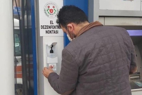 İlçede dezenfektan noktaları oluşturuldu