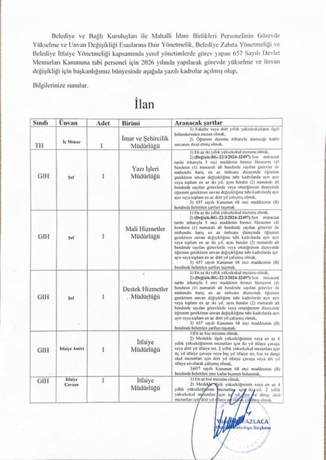 2026 YILI GÖREVDE YÜKSELME VE ÜNVAN DEĞİŞİKLİĞİ SINAVI