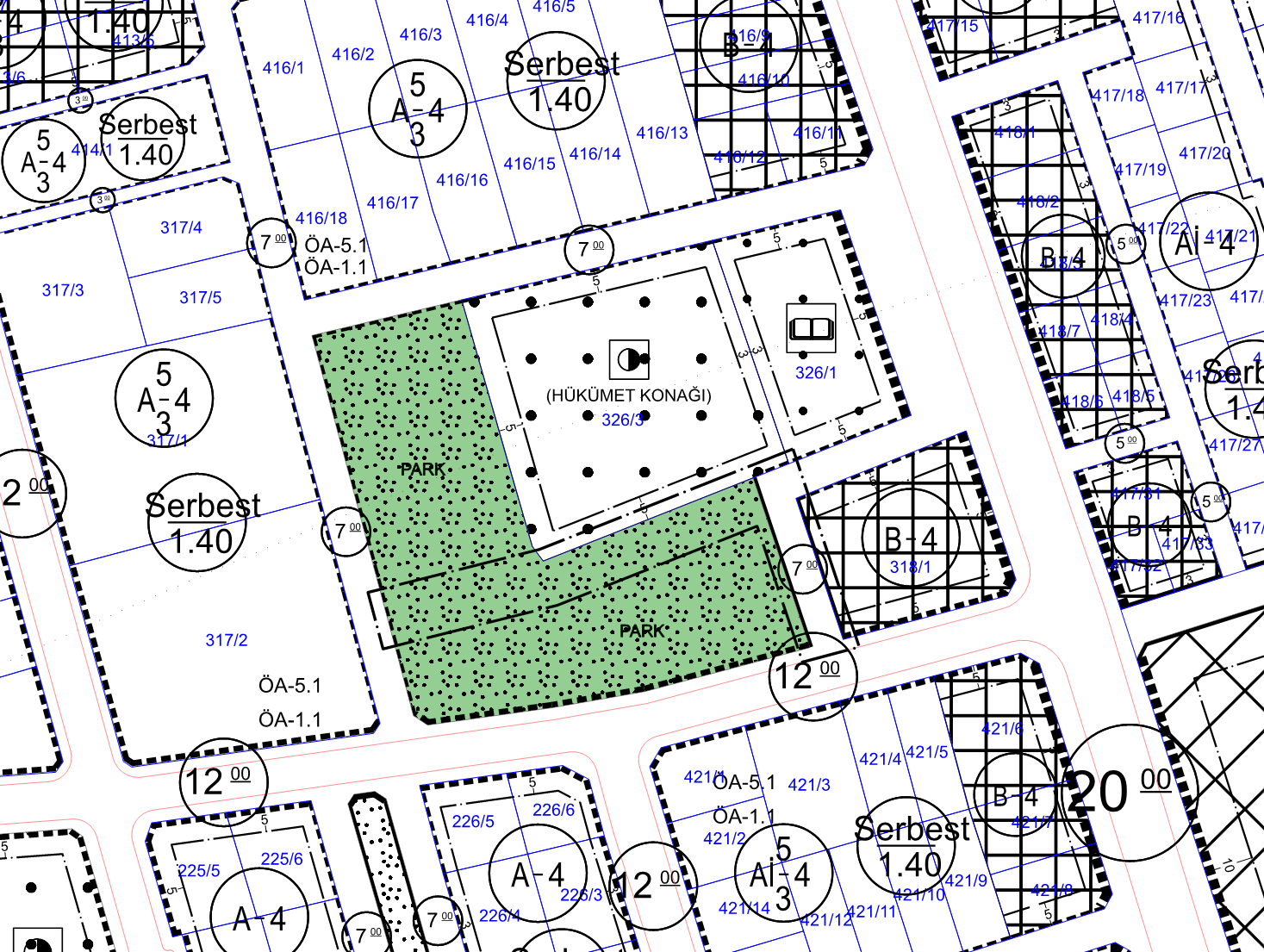 Yalova İli, Altınova İlçesi, Hürriyet Mahallesi, 318-326 Adalar Arasındaki Tescil Harici Alanda Park Alanı Amaçlı 1/1.000 Ölçekli Uygulama İmar Planı Değişikliği